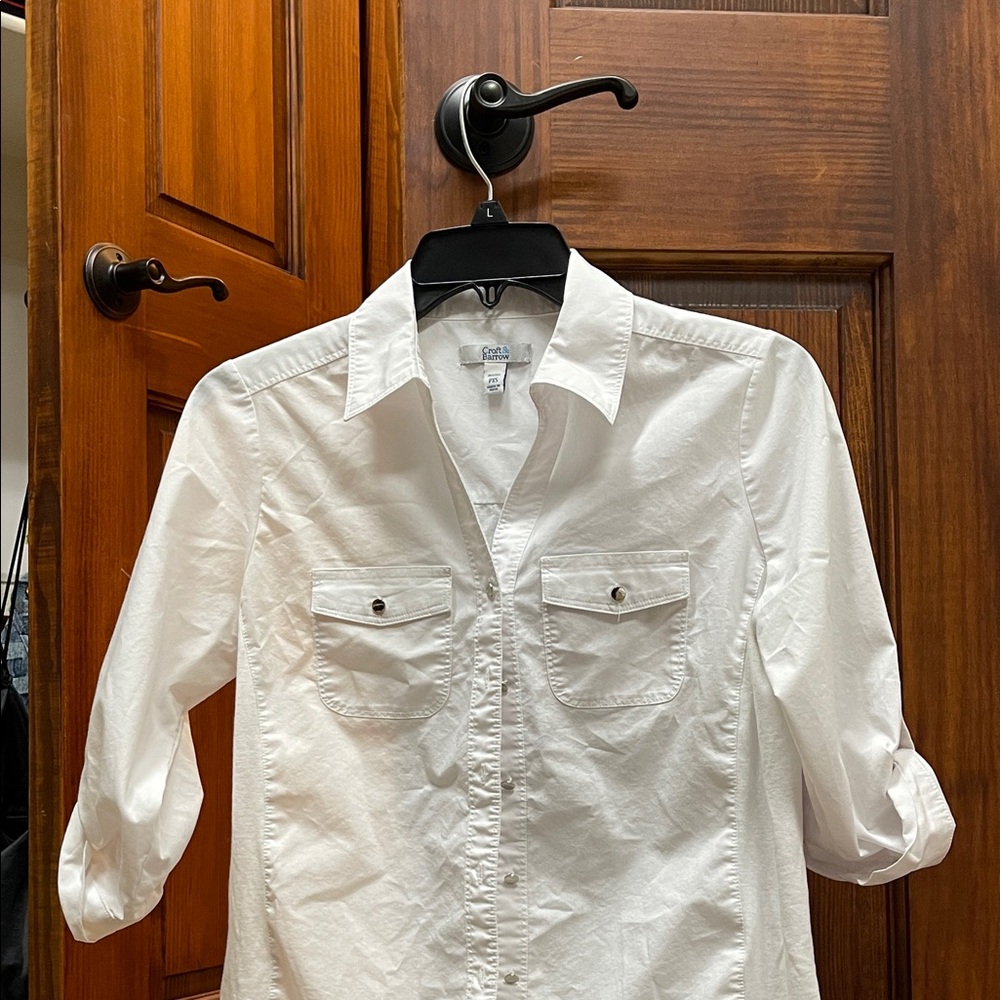 Croft & Barrow White Blouse with Button Details
